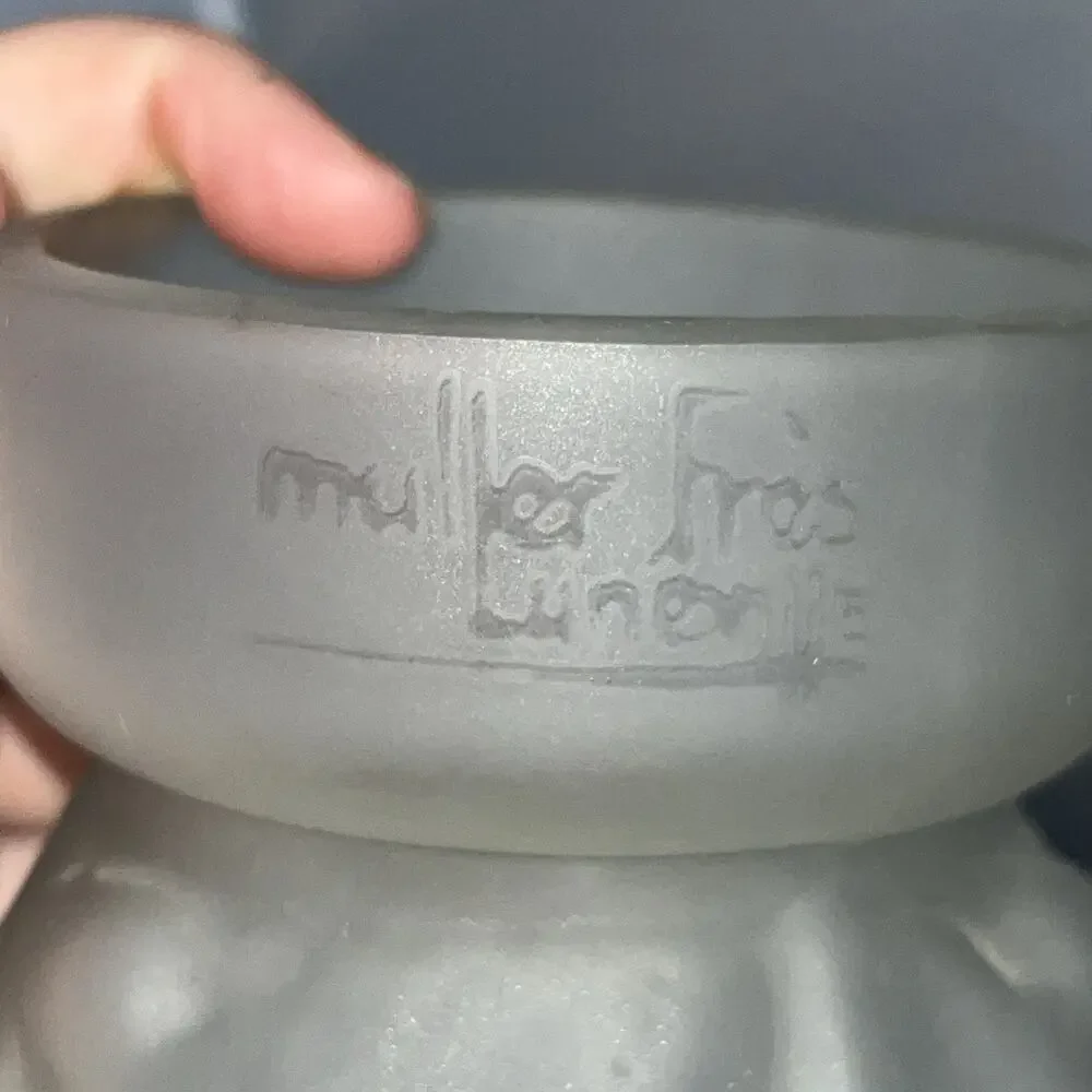 Frosted Glass Vase Flowers Leaves Signed Muller Fres Lunéville - Picture 2 of 5